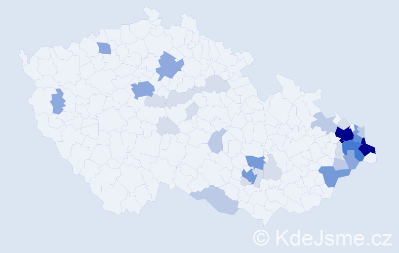 Příjmení: 'Bojda', počet výskytů 137 v celé ČR