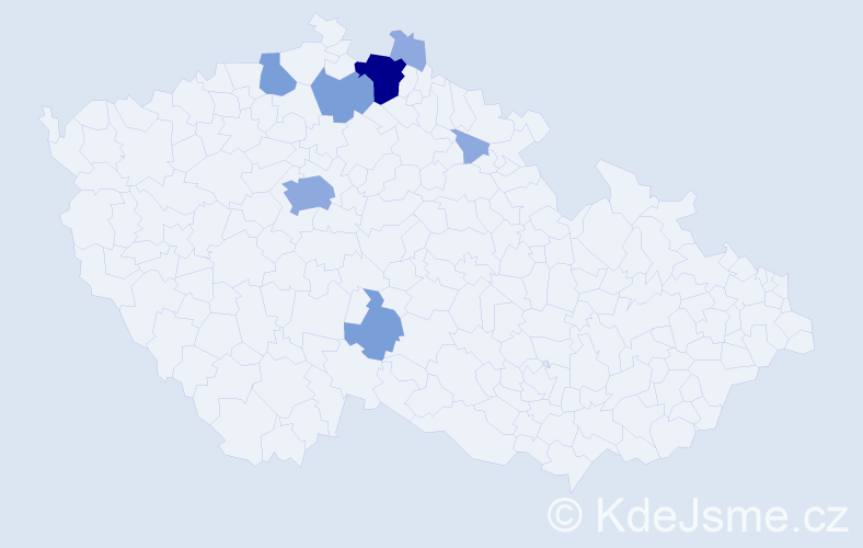 Příjmení: 'Toločko', počet výskytů 16 v celé ČR