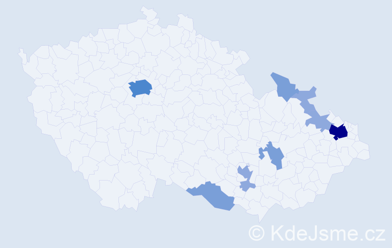 Příjmení: 'Kahaj', počet výskytů 20 v celé ČR