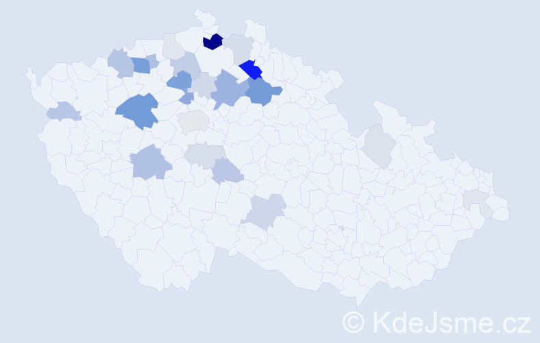Příjmení: 'Trč', počet výskytů 70 v celé ČR