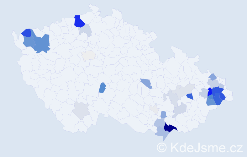 Příjmení: 'Bílský', počet výskytů 95 v celé ČR