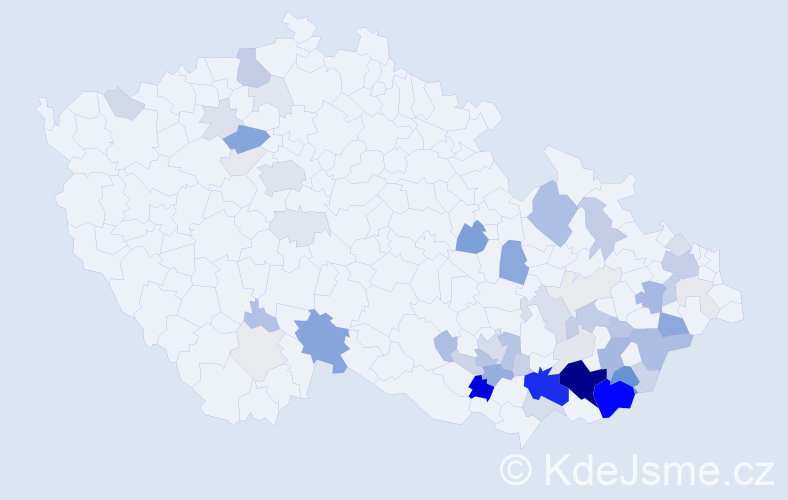 Příjmení: 'Ondrůšek', počet výskytů 209 v celé ČR