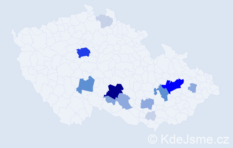 Příjmení: 'Bartů', počet výskytů 53 v celé ČR