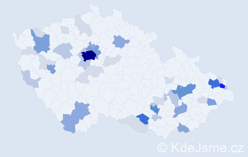 Příjmení: 'Šimša', počet výskytů 135 v celé ČR