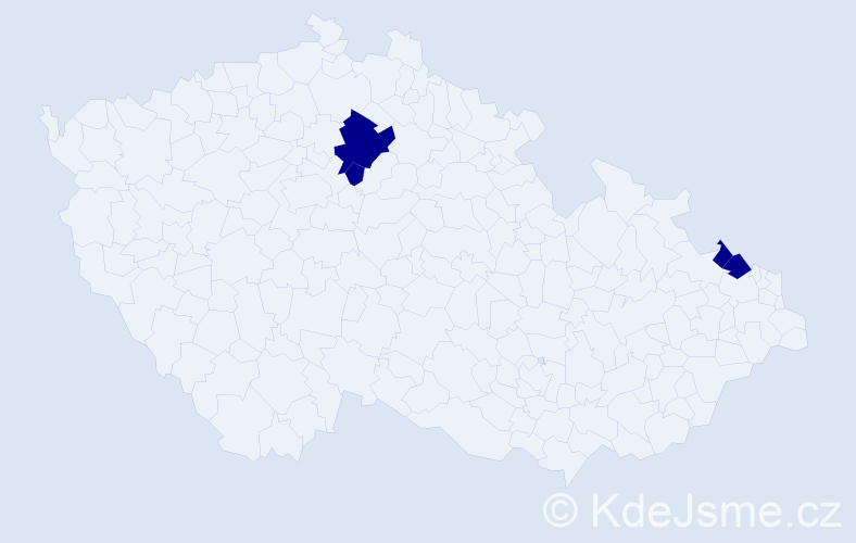 Příjmení: 'Koreny', počet výskytů 4 v celé ČR