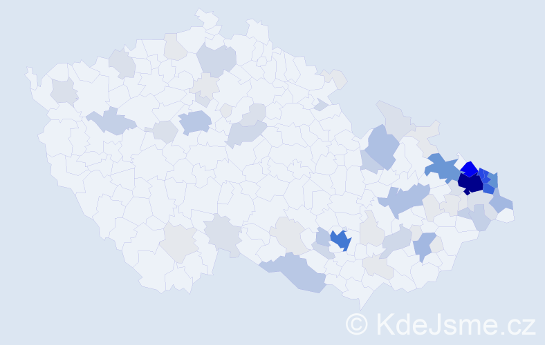 Příjmení: 'Kaniová', počet výskytů 334 v celé ČR