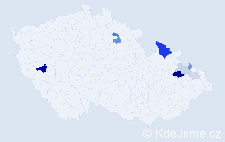 Příjmení: 'Današ', počet výskytů 15 v celé ČR