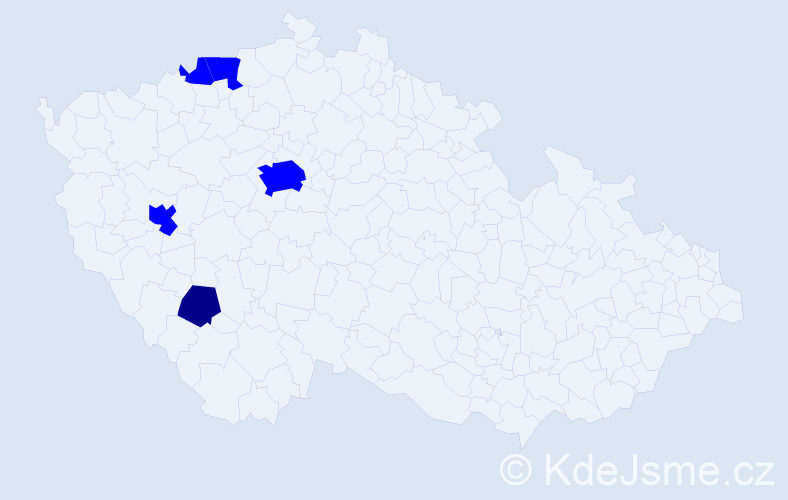 Příjmení: 'Rahn', počet výskytů 6 v celé ČR
