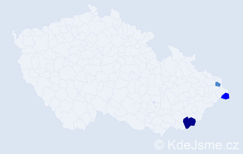 Příjmení: 'Peráček', počet výskytů 6 v celé ČR
