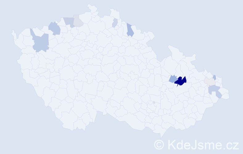 Příjmení: 'Daduová', počet výskytů 20 v celé ČR