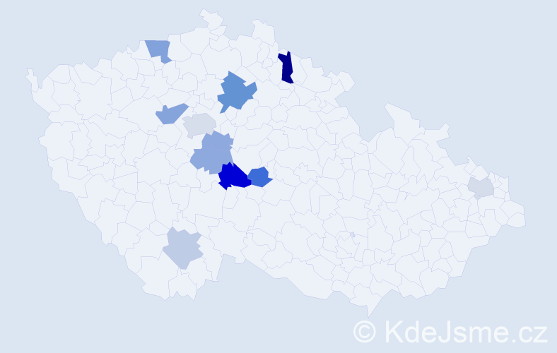 Příjmení: 'Huderová', počet výskytů 19 v celé ČR