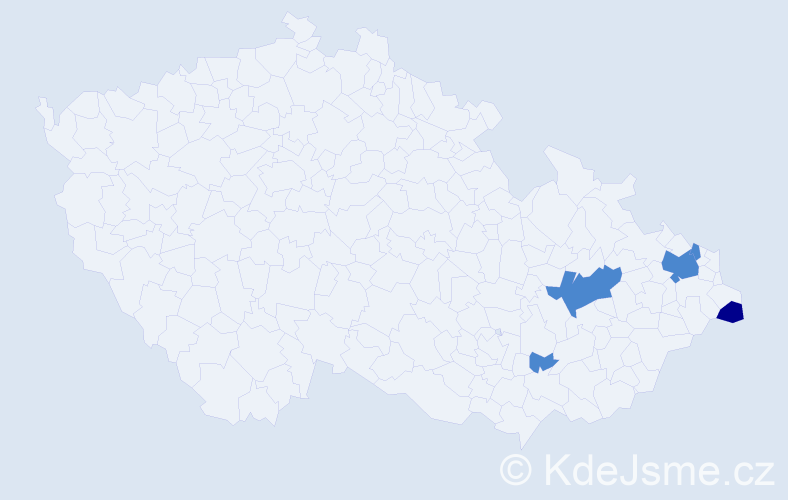 Příjmení: 'Vyšlan', počet výskytů 7 v celé ČR