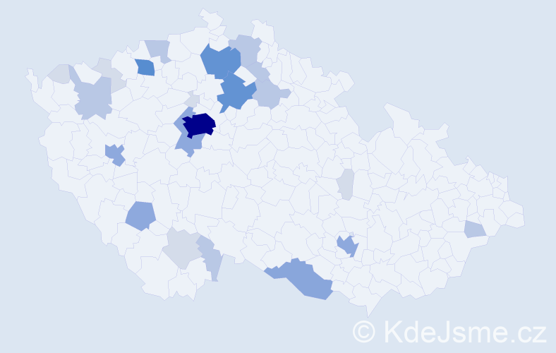 Příjmení: 'Kabrna', počet výskytů 75 v celé ČR