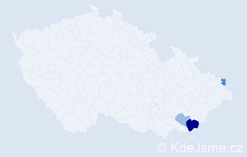 Příjmení: 'Kázik', počet výskytů 7 v celé ČR