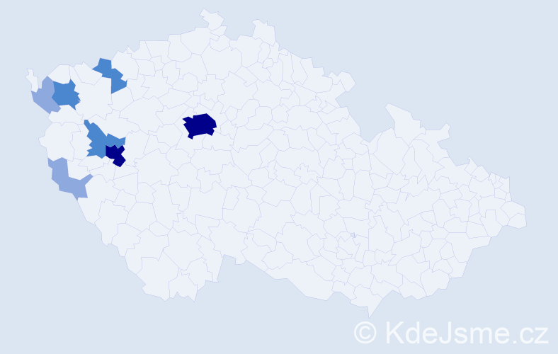 Příjmení: 'Vochocová', počet výskytů 18 v celé ČR
