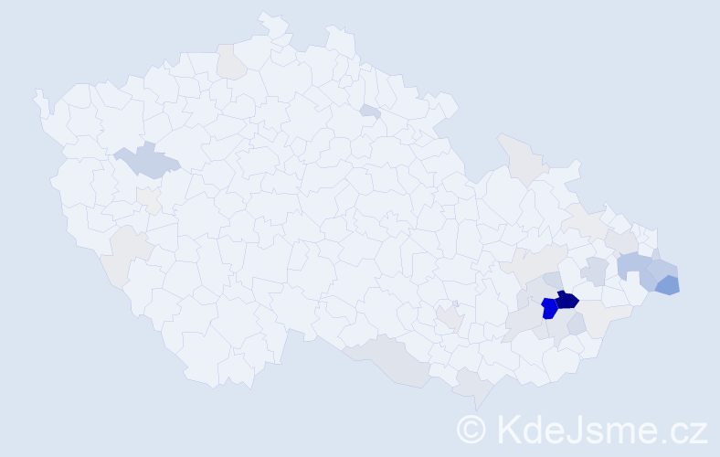 Příjmení: 'Podolová', počet výskytů 104 v celé ČR