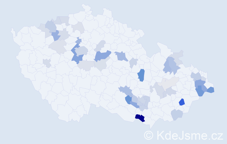 Příjmení: 'Stopková', počet výskytů 130 v celé ČR