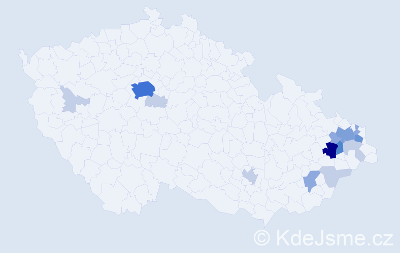 Příjmení: 'Hinner', počet výskytů 40 v celé ČR