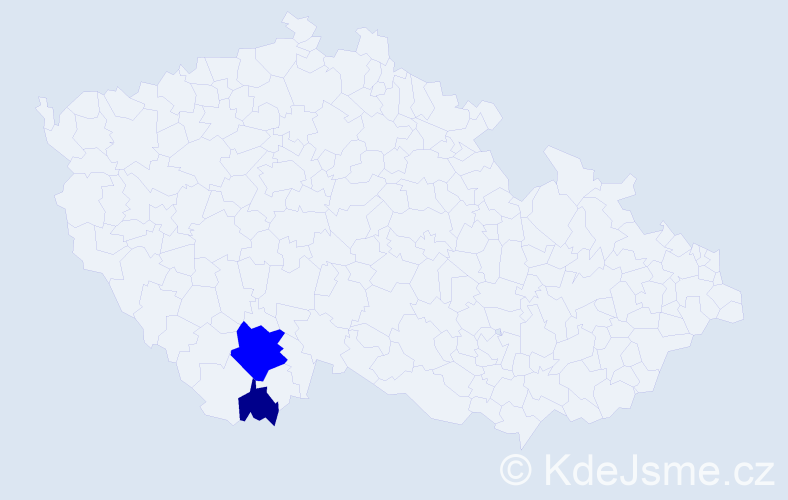 Příjmení: 'Khout', počet výskytů 5 v celé ČR