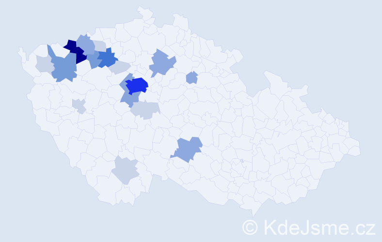 Příjmení: 'Pernet', počet výskytů 54 v celé ČR