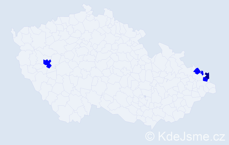 Příjmení: 'Caderová', počet výskytů 6 v celé ČR