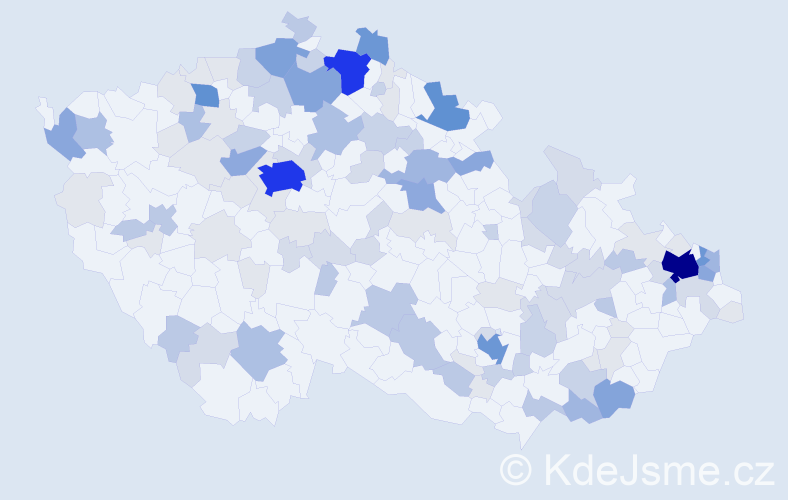 Příjmení: 'Macko', počet výskytů 407 v celé ČR