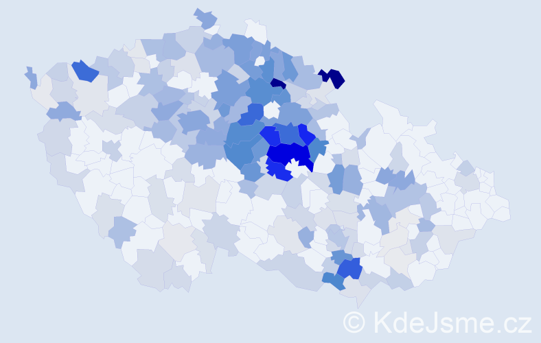 Příjmení: 'Kosina', počet výskytů 898 v celé ČR