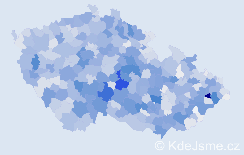 Příjmení: 'Blažek', počet výskytů 7333 v celé ČR