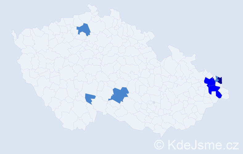 Příjmení: 'Kleberc', počet výskytů 11 v celé ČR