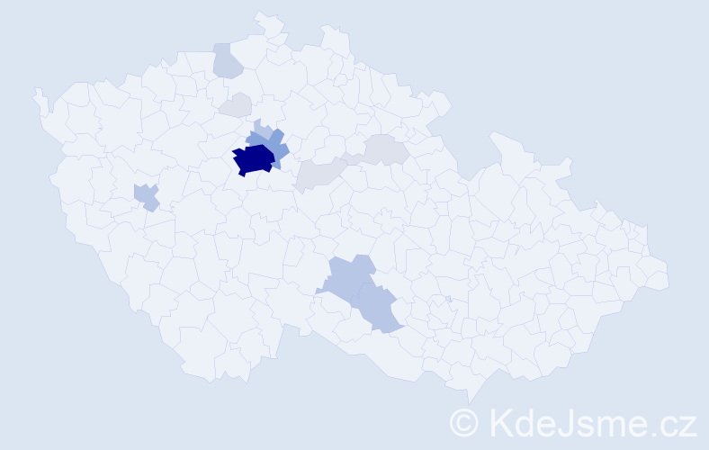 Příjmení: 'Kuzmyk', počet výskytů 49 v celé ČR