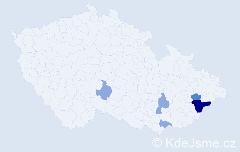 Příjmení: 'Kalvosterová', počet výskytů 11 v celé ČR