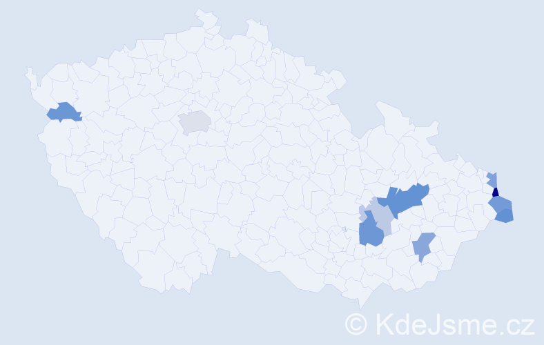Příjmení: 'Stenchláková', počet výskytů 22 v celé ČR