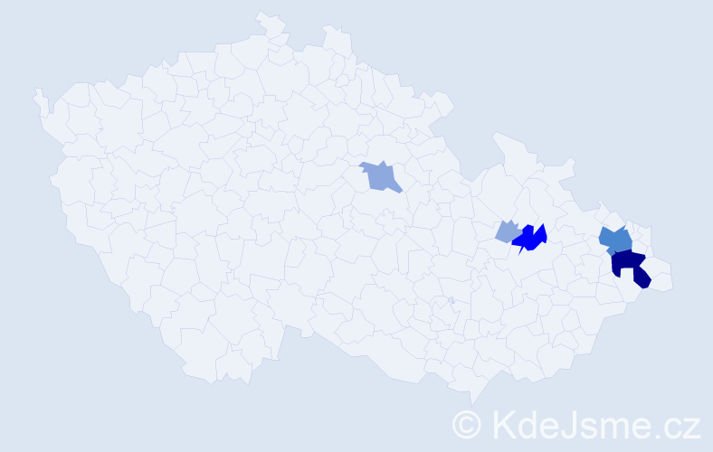 Příjmení: 'Sajdáková', počet výskytů 13 v celé ČR