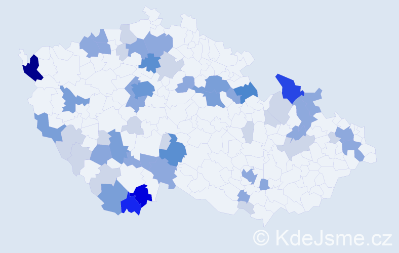 Příjmení: 'Motyčáková', počet výskytů 153 v celé ČR