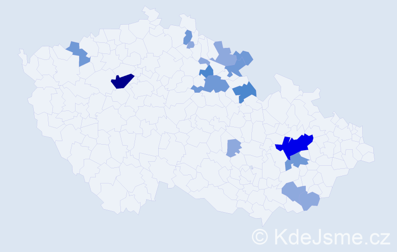 Příjmení: 'Teimer', počet výskytů 35 v celé ČR