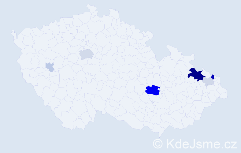 Příjmení: 'Kaliková', počet výskytů 16 v celé ČR