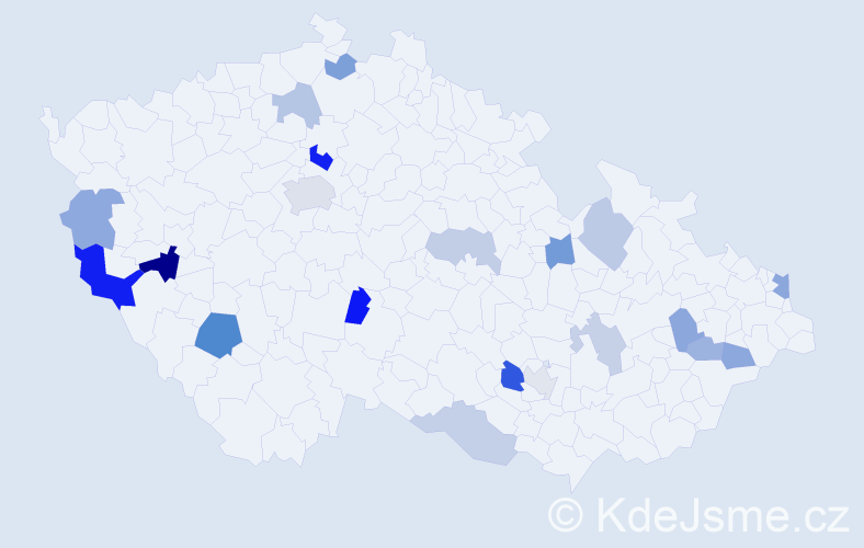 Příjmení: 'Kureková', počet výskytů 34 v celé ČR