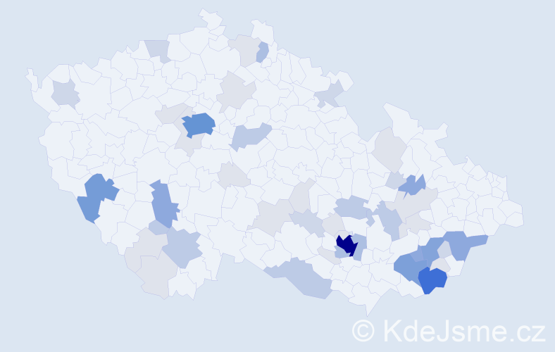 Příjmení: 'Kůra', počet výskytů 154 v celé ČR
