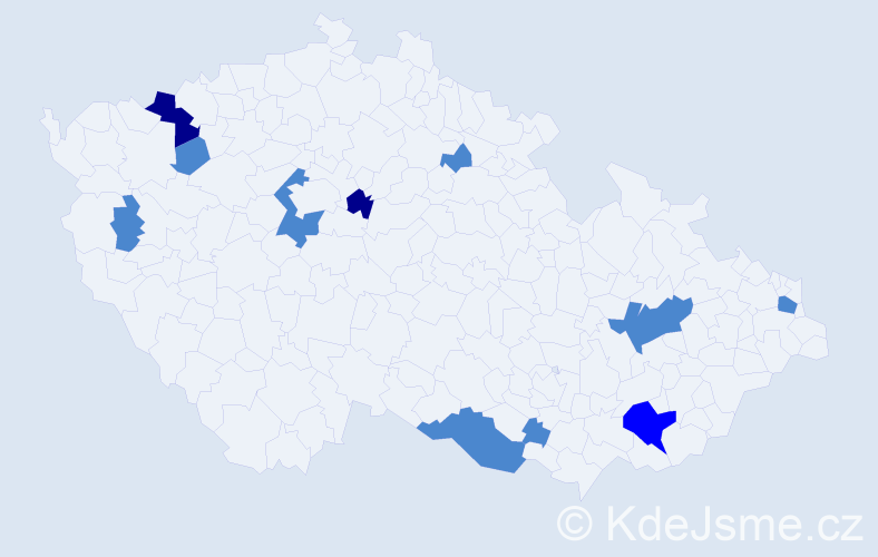 Příjmení: 'Geršiová', počet výskytů 16 v celé ČR
