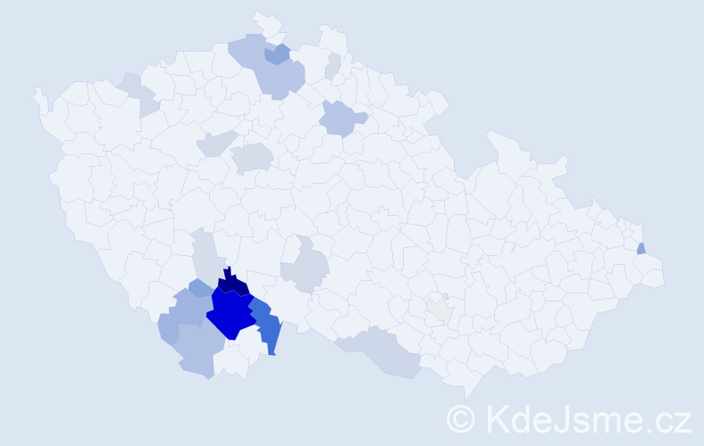 Příjmení: 'Klomfar', počet výskytů 82 v celé ČR