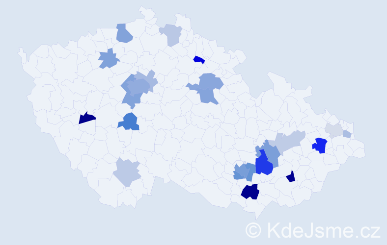 Příjmení: 'Morris', počet výskytů 51 v celé ČR