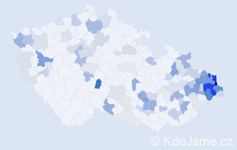 Příjmení: 'Kula', počet výskytů 362 v celé ČR