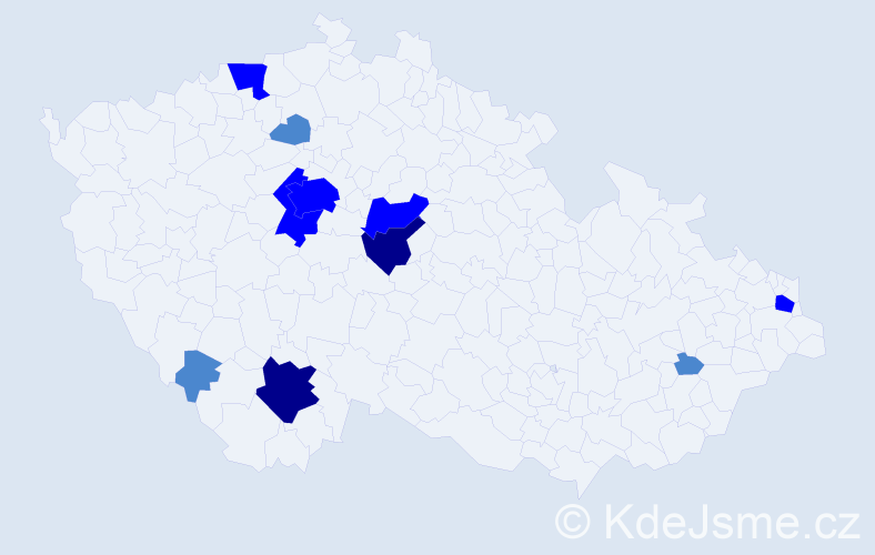 Příjmení: 'Czaková', počet výskytů 19 v celé ČR