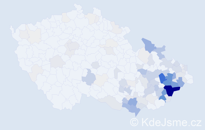 Příjmení: 'Hajda', počet výskytů 423 v celé ČR