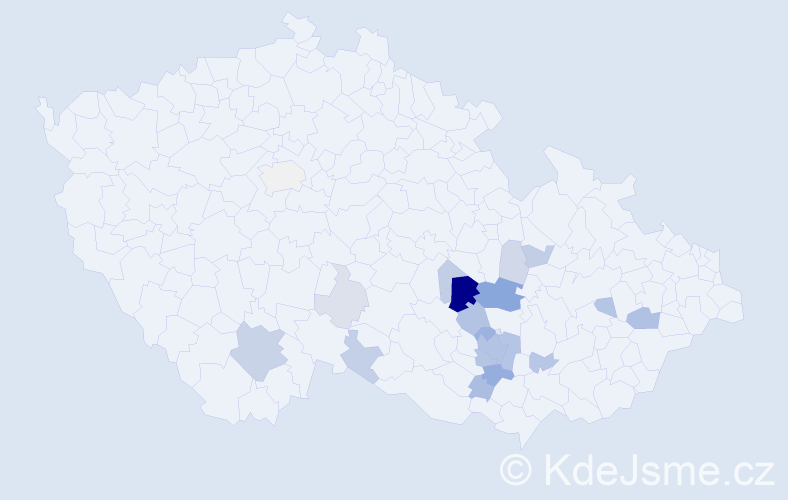 Příjmení: 'Bělehradová', počet výskytů 61 v celé ČR