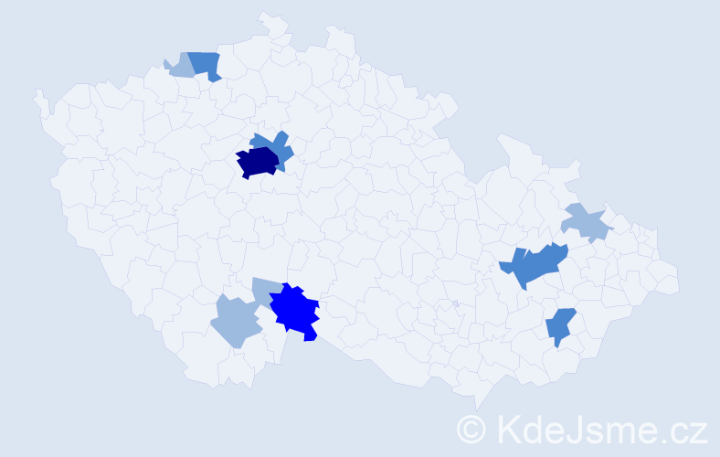 Příjmení: 'Sandová', počet výskytů 19 v celé ČR