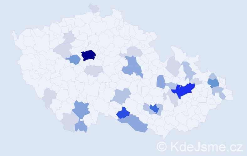 Příjmení: 'Endl', počet výskytů 100 v celé ČR