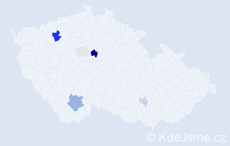 Příjmení: 'Hickmanová', počet výskytů 5 v celé ČR