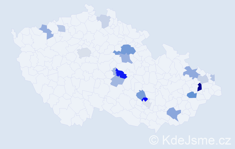 Příjmení: 'Mečiar', počet výskytů 34 v celé ČR