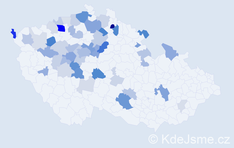 Příjmení: 'Jetel', počet výskytů 130 v celé ČR